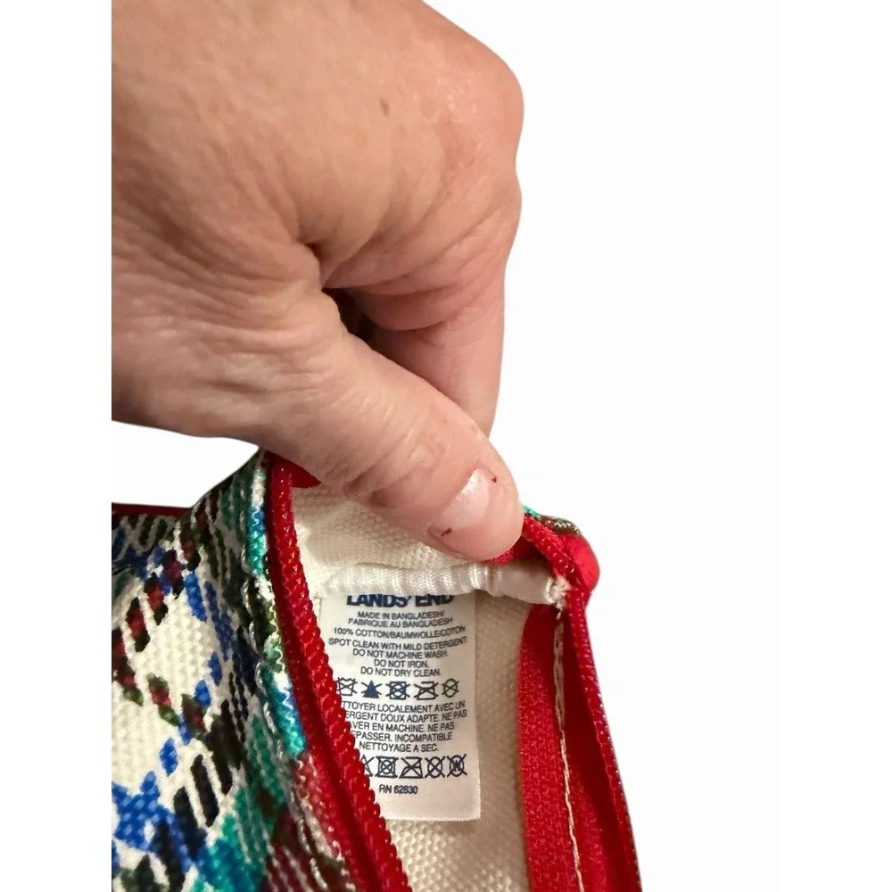 Lands End Red Plaid Fabric Wristlet - Picture 3 of 5